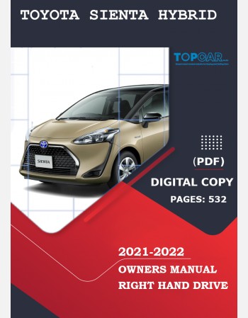 toyota sienta hybrid 2021-2022 owners manual in english